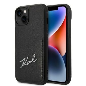 Karl Lagerfeld KLHCP14SCSSK iPhone 14 6.1" hardcase zwart/zwart Signature Logo Kaartslot