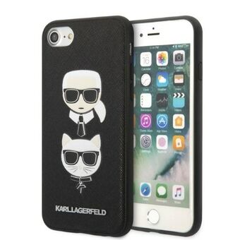 Karl Lagerfeld KLHCI8SAKICKCBK iPhone 7/8 / SE 2020 / SE 2022 zwart/zwart hardcase Saffiano Karl&Choupette Head