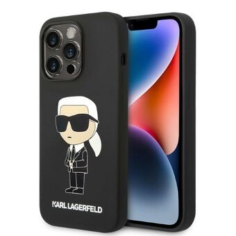 Karl Lagerfeld KLHMP14LSNIKBCK iPhone 14 Pro 6.1" hardcase zwart/zwart Silicone Ikonik Magsafe