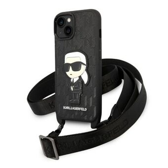 Karl Lagerfeld KLHCP14MSTKMK iPhone 14 Plus 6,7" zwart/zwart hardcase Monogram Ikonik Patch