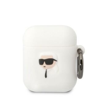 Karl Lagerfeld KLA2RUNIKH AirPods 1/2 hoes wit/wit Silicone Karl Head 3D