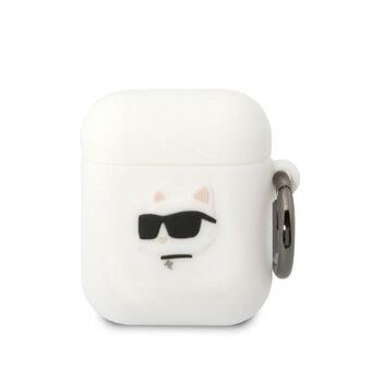 Karl Lagerfeld KLA2RUNCHH AirPods 1/2 hoes wit/wit Silicone Choupette Head 3D