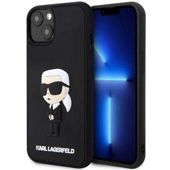 Karl Lagerfeld KLHCP14S3DRKINK iPhone 14 6.1" zwart/zwart harde hoes Rubber Iconic 3D