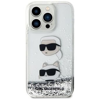 Karl Lagerfeld KLHCN61LDHKCNS iPhone 11 / Xr 6.1" zilver/zilver hardcase Liquid Glitter Karl & Choupette Heads