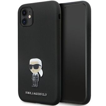 Karl Lagerfeld KLHCN61SMHKNPK iPhone 11 / Xr 6.1" zwart/zwart siliconen Ikonik metalen pin
