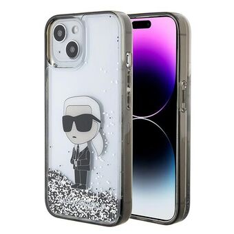 Karl Lagerfeld KLHCP15SLKKNSK iPhone 15 / 14 / 13 6.1" transparante hardcase Liquid Glitter Ikonik.