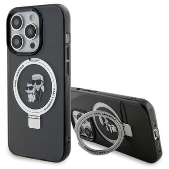 Karl Lagerfeld KLHMP15LHMRSKCK iPhone 15 Pro 6.1" zwarte hardcase Ring Stand Karl&Choupettte MagSafe.