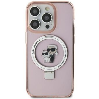 Karl Lagerfeld KLHMP15SHMRSKCP iPhone 15 6.1" roze/pink hardcase Ring Stand Karl&Choupettte MagSafe