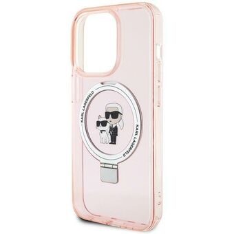 Karl Lagerfeld KLHMP15LHMRSKCP iPhone 15 Pro 6.1" roze/pink hardcase Ring Stand Karl&Choupettte MagSafe