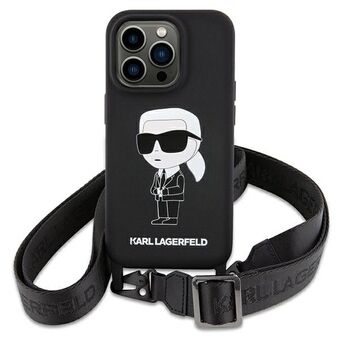 Karl Lagerfeld KLHCP15SSCBSKNK iPhone 15 6.1" hard case czarny/zwart Crossbody Silicone Ikonik.