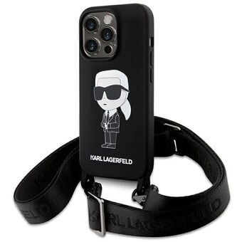 Karl Lagerfeld KLHCP15LSCBSKNK iPhone 15 Pro 6.1" hardcase zwart Crossbody Silicone Ikonik