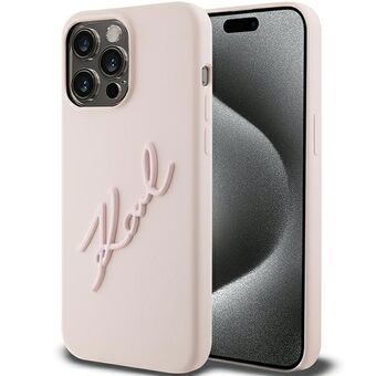 Karl Lagerfeld KLHCP15XSKSBMCP iPhone 15 Pro Max 6.7" roze/roze hardcase siliconen hoesje met Karl Script