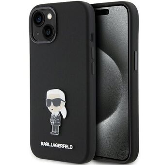 Karl Lagerfeld KLHCP15SSMHKNPK iPhone 15 6.1" zwart Silicone Ikonik Metalen Pin