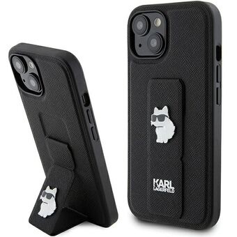 Karl Lagerfeld KLHCP15SGSACHPK iPhone 15 6.1" zwart hardcase Gripstand Saffiano Choupette Pins