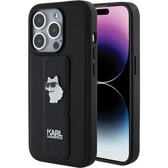 Karl Lagerfeld KLHCP15LGSACHPK iPhone 15 Pro 6.1" zwart hardcase Gripstand Saffiano Choupette Pins
