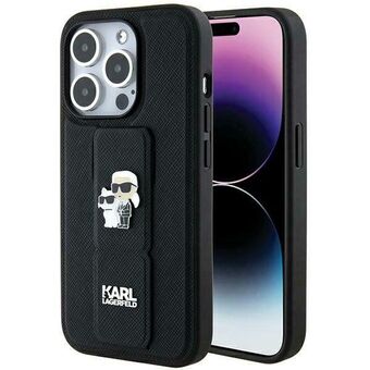 Karl Lagerfeld KLHCP13LGSAKCPK iPhone 13 Pro / 13 6.1" zwart hardcase Gripstand Saffiano Karl & Choupette-spelden.