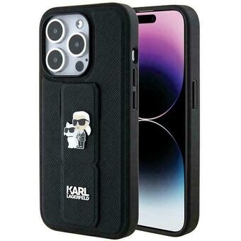 Karl Lagerfeld KLHCP13XGSAKCPK iPhone 13 Pro Max 6.7" zwarte hardcase Gripstand Saffiano Karl&Choupette Pins.