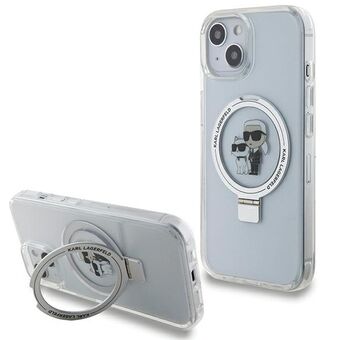Karl Lagerfeld KLHMP14SHMRSKCH iPhone 14 / 15 / 13 6.1" witte hardcase Ring Stand Karl&Choupettte MagSafe