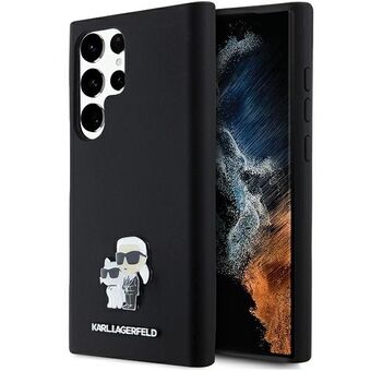 Karl Lagerfeld KLHCS23LSMHKCNPK S23 Ultra S918 hardcase czarny/zwart Silicone Karl&Choupette Metalen Pin