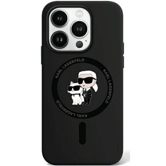 Karl Lagerfeld KLHMP15XSCMKCRHK iPhone 15 Pro Max 6.7" zwarte hardcase Siliconen Karl & Choupette Ring MagSafe.