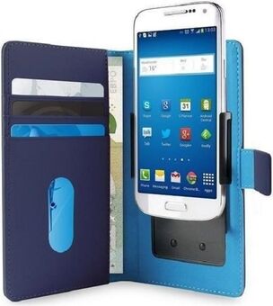PURO Smart Wallet XL Universal hoesje blauw/blauw 5.1" met fotohouder en vakjes voor pasjes en geld UNIWALLET3BLUEXL