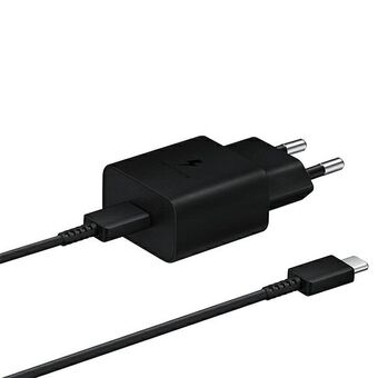 Ład. siec. Samsung EP-T1510XB 15W Snellader + USB-C/USB-C kabel zwart/zwart.