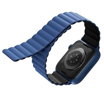 UNIQ Rem Revix Apple Watch-serie 4/5/6/7 / SE 44 / 45 mm. Omkeerbaar Magnetisch zwart-blauw / zwart-blauw