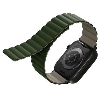 UNIQ Rem Revix Apple Watch-serie 4/5/6/7 / SE 44 / 45 mm. Omkeerbaar Magnetisch groen-donkergrijs / groen taupe