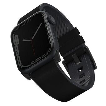 UNIQ Straden Apple Watch Series 4/5/6/7 / SE 42/44/45 mm rem. Lederen hybride band zwart / zwart