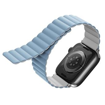 UNIQ band Revix Apple Watch Series 4/5/6/7/8 / SE / SE2 / Ultra 42/44/45mm. Omkeerbaar Magnetisch wit-blauw / wit-blauw