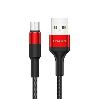 USAMS U5 gevlochten kabel 2A micro USB rood/rood 1,2m SJ224USB02 (US-SJ224)