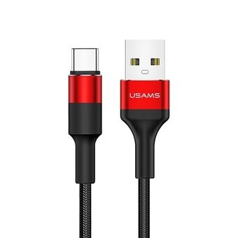 USAMS U5 2A USB-C gevlochten kabel rood/rood 1,2m SJ221TC02 (US-SJ221)
