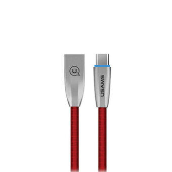 USAMS U-Light USB-C gevlochten kabel rood / rood 1,2 m TCZSUSB04 (US-SJ184)