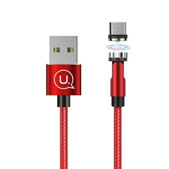 USAMS magnetische kabel U59 microUSB 2.1A snel opladen 1m gevlochten rood / rood SJ474USB02 (US-SJ474) Instelbare hoek