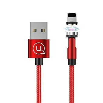 USAMS magnetische kabel U59 Lightning 2.1A snel opladen 1m gevlochten rood / rood SJ472USB02 (US-SJ472) Instelbare hoek