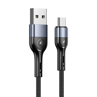 USAMS U55 gevlochten kabel 2A micro USB zwart/zwart 1m SJ450USB01 (US-SJ450)