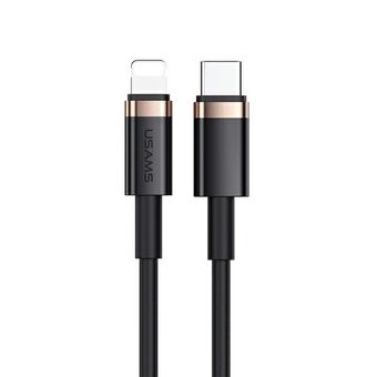 USAMS kabel U63 USB-C voor Lightning 1.2m 20W PD Fast Charge zwart/zwart SJ484USB01 (US-SJ484)