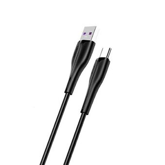 USAMS-kabel U38 USB-C 5A snelladen voor OPPO / HUAWEI 1m zwart / zwart SJ376USB01 (US-SJ376)