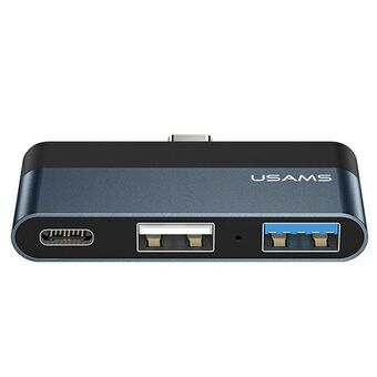 USAMS Adapter HUB USB 2.0 / USB 3.0 / USB-C grijs / grijs SJ490HUB01 (US-SJ490)