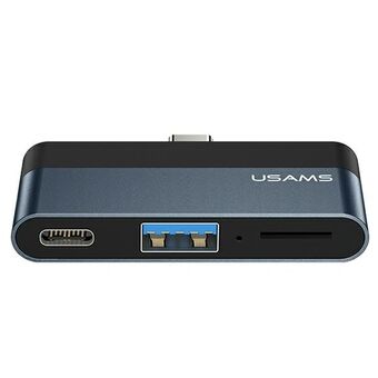 USAMS Adapter HUB USB 3.0 / USB-C / Micro SD grijs / grijs SJ491HUB01 (US-SJ491)