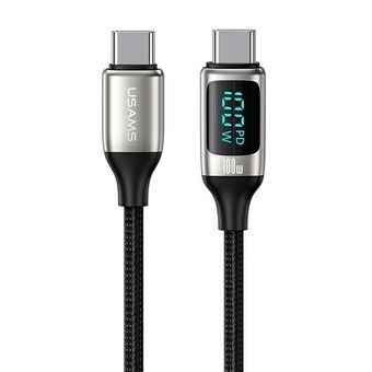 USAMS U78 USB-C naar USB-C LED 1,2 m 100W snellaadkabel Wit / wit SJ546USB02 (US-SJ546)