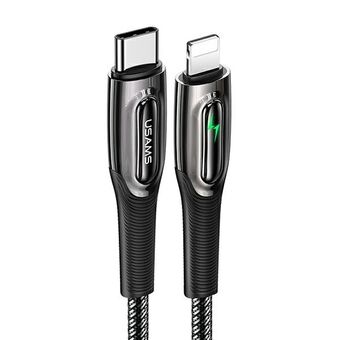USAMS USB-C naar Lightning Smart Power-off 20W PD-kabel 1,2 m zwart / zwart SJ518USB01 (US-SJ518)