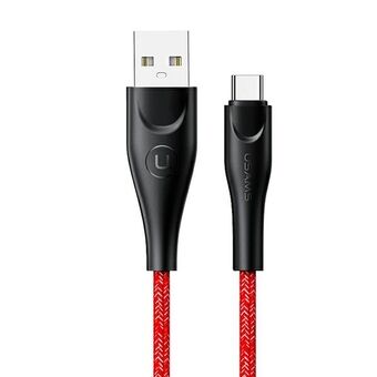 USAMS U41 USB-C gevlochten kabel 3M 2A rood / rood SJ398USB02 (US-SJ398) Snel opladen