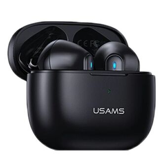 USAMS Bluetooth 5.2 TWS-hoofdtelefoon NX10-serie Dubbele microfoon Draadloos Zwart / Zwart BHUNX01