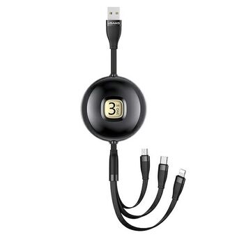 USAMS Kabel U69 3i1 1m zwart / zwart (bliksem / microUSB / USB-C) SJ508USB01 (US-SJ508)