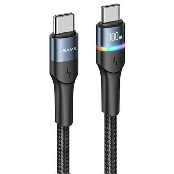 USAMS Kabel geweven U76 USB-C naar USB-C 100W PD Snel Opladen 1.2m zwart SJ537USB01(US-SJ537)