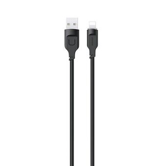 USAMS Lightning kabel Snel opladen 2.4A Lithe Series 1.2m zwart/zwart SJ565USB01 (US-SJ565)
