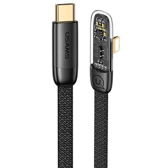 USAMS USB-C naar Lightning PD haakse kabel 20W snel opladen Iceflake Series 1,2m zwart/zwart SJ583USB01 (US-SJ583)