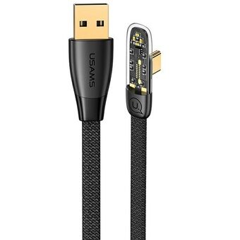 USAMS haakse kabel USB naar USB-C PD 6A 66W Snel opladen Iceflake Series 1,2m zwart/zwart SJ585USB01 (US-SJ585)