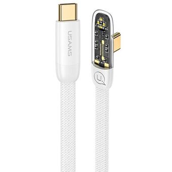 USAMS haakse kabel USB-C naar USB-C PD 100W Snel opladen Iceflake Series 2m wit/wit SJ587USB02 (US-SJ587)